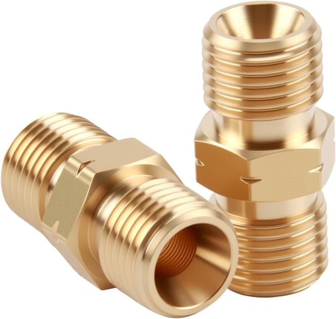 Gas slangconnector 1/4 - Dubbele nippel - Messing - Geschikt voor propane en acetyleen - m-winkel