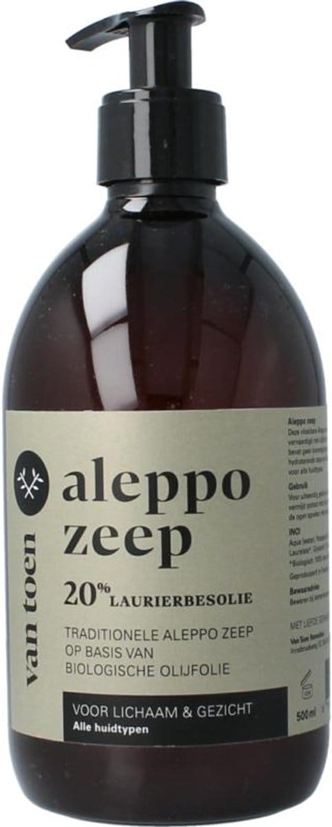 Van Toen Aleppo Zeep 20% Vloeibaar Bio (500 ml)