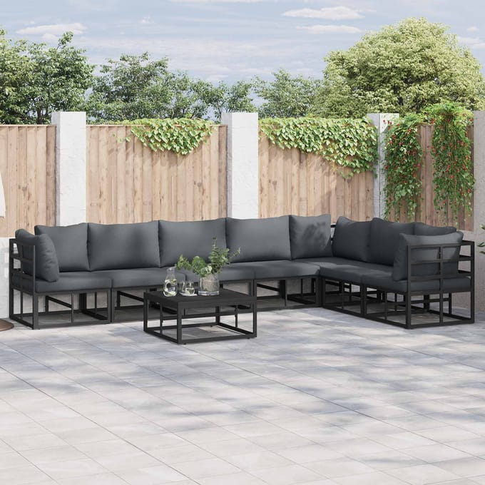 vidaXL - Tuinbank - Set - 7 - st - Zwart - Aluminium