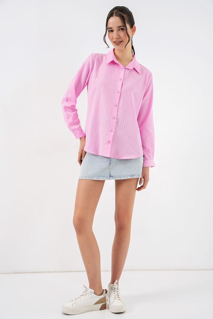 Oversized gestreepte blouse met knopen