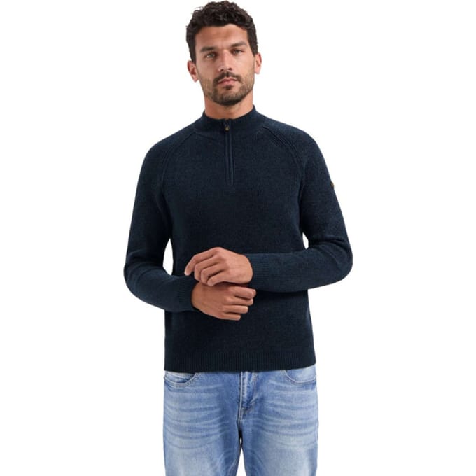 No Excess Pullover Half Zip 2 Colored Chenille Night Größe: XL | Turtlenecks Outlet | Herren | Schwarz