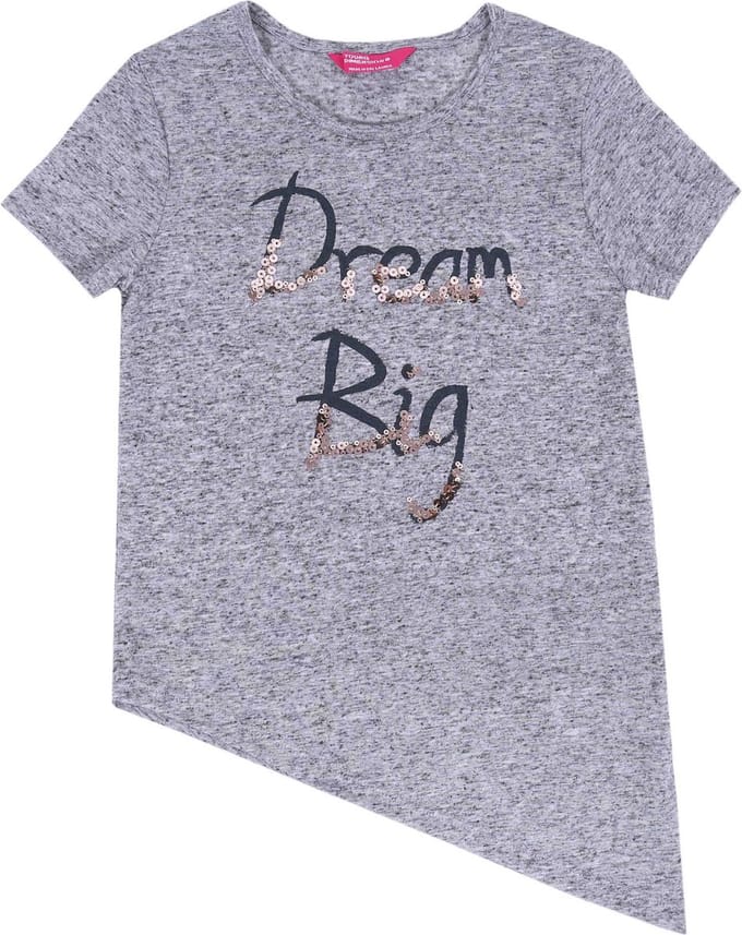 Grijze aymmetrische blouse met stropdas DREAM BIG