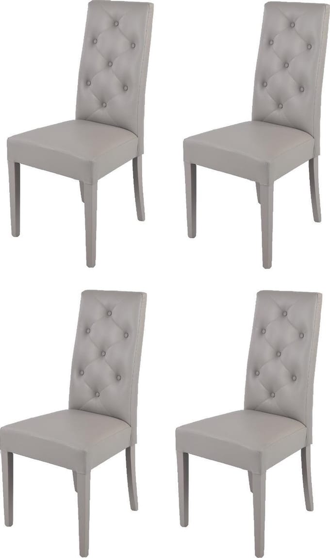 Tommychairs Chantal - Eetkamerstoelen - Set van 4 - Licht Grijs - Kunstleer & Hout