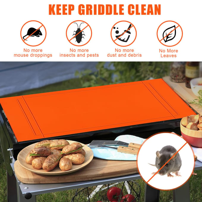 Tapis de plaque de cuisson de 36 pouces, Compatible avec les accessoires de plaque de cuisson Blackstone, en Silicone de qualité alimentaire, robuste orange