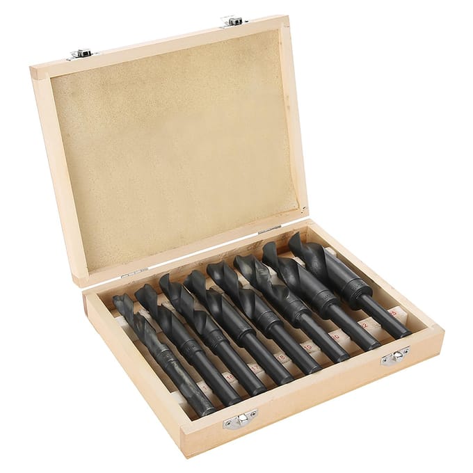 Lot de 8 pièces 14 25 mm Acier à roulement Forets à queue réduite Forets hélicoïdaux