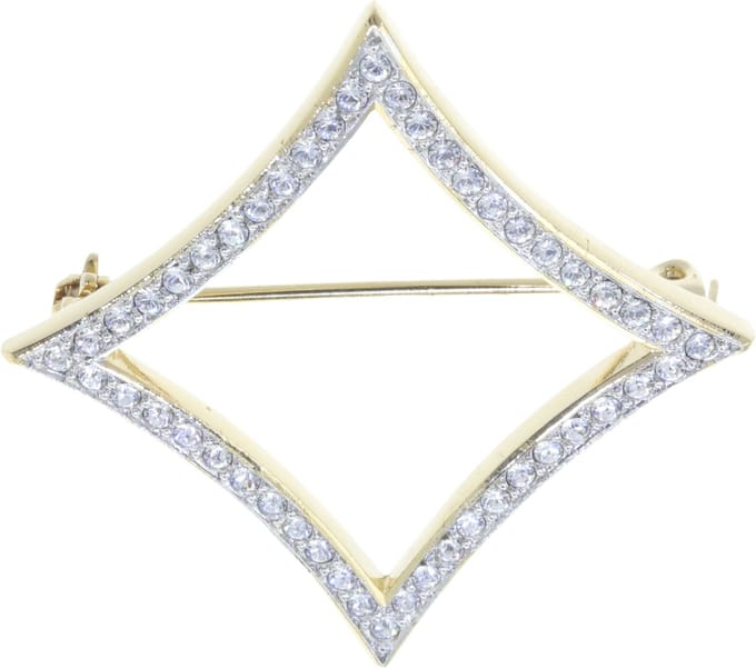 Behave – broche – transparant – goudkleurig – kristal – elegant – feestelijk