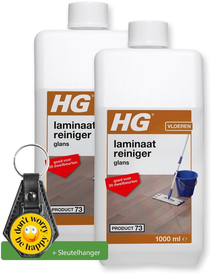 HG Laminaatreiniger glans - 2 stuks - inclusief sleutelhanger
