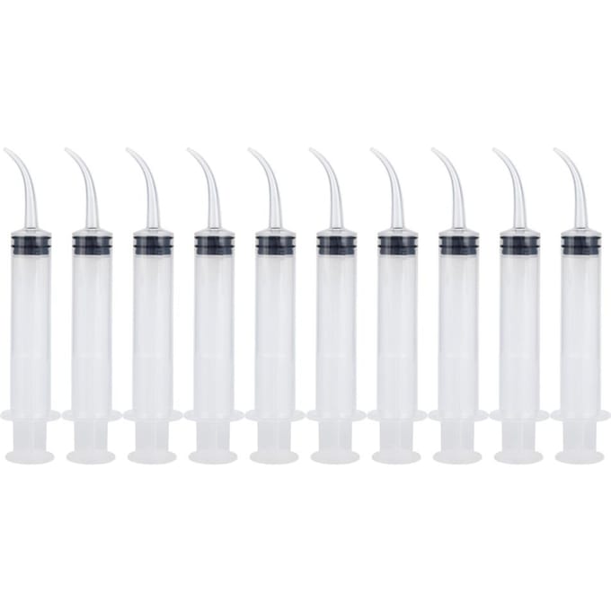 10 Stuks Wegwerp Tandheelkundige Irrigatiespuit Gebogen Tip Utility Hobby Gereedschap 12CC white