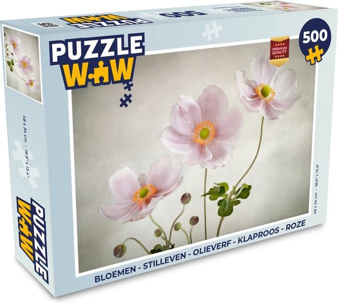 Puzzel Bloemen - Stilleven - Olieverf - Klaproos - Roze - Legpuzzel - Puzzel 500 stukjes