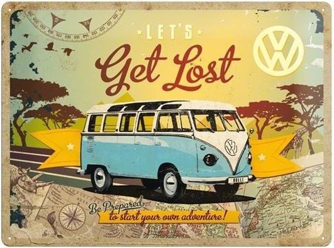 Metalen Wandbord Volkswagen T1 get lost