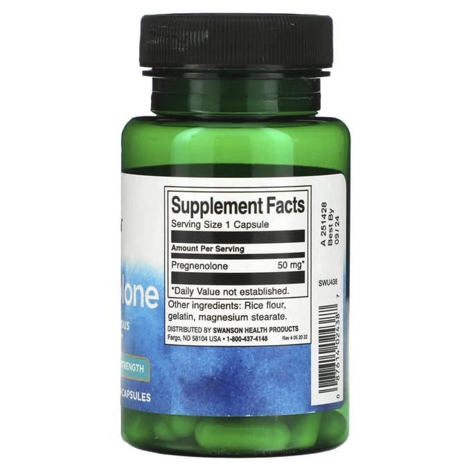 Pregnenolon, Supersterkte, 50 mg, 60 capsules