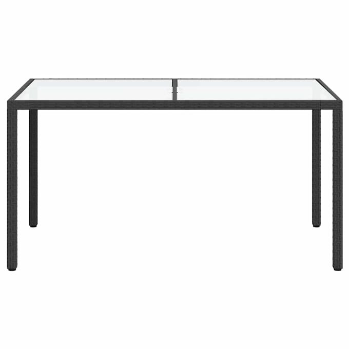 vidaXL - Tuintafel - 150x90x75 - cm - gehard - glas - en - poly - rattan - zwart