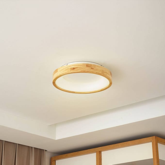 Lucande LED plafondlamp Samvel, Ø 40 cm, hout