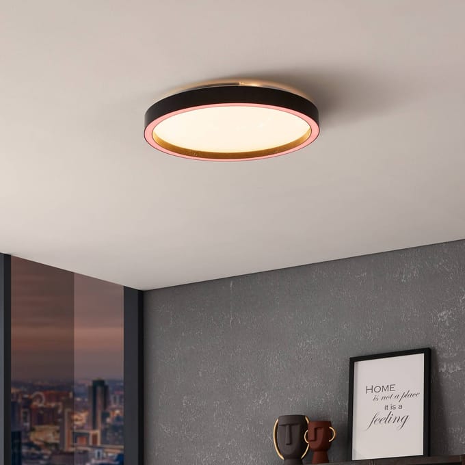 EGLO connect.z Montemorelos-Z Smart Plafondlamp - Ø 42 cm - Zwart/Wit - Instelbaar RGB & wit licht - Dimbaar - Zigbee