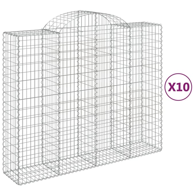 vidaXL - Schanskorven - 10 - st - gewelfd - 200x50x160/180 - cm - ijzer