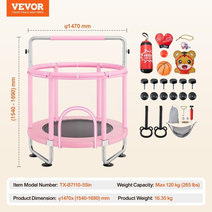 55  Trampoline voor Kinderen Mini Peuter Trampoline met Net Binnen Buiten