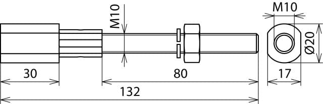 Dehn Schroefdraadadapter M10 L130mm Roestvrij Staal Met Moerring - 478699