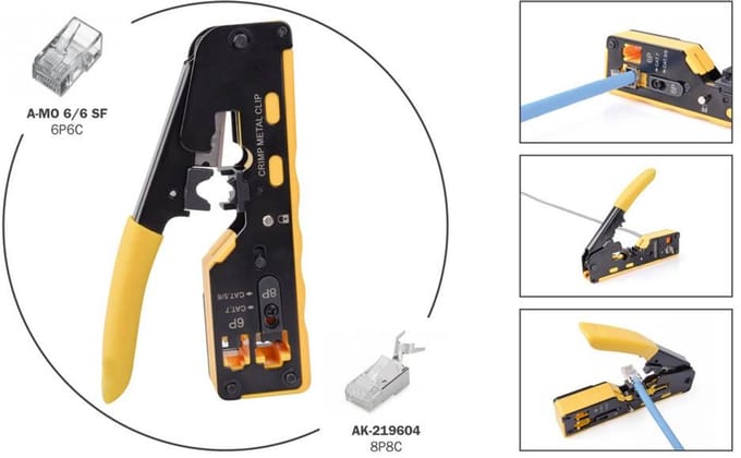 DIGITUS multimodulaire krimptang pass through voor modulaire en coaxiale connectoren