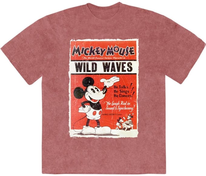 Disney - Mickey Wild Waves Heren Tshirt - S - Rood