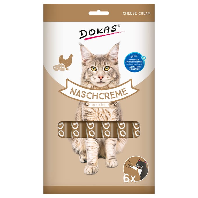 8x90g Dokas Nasch-Creme met kaas kattensnacks