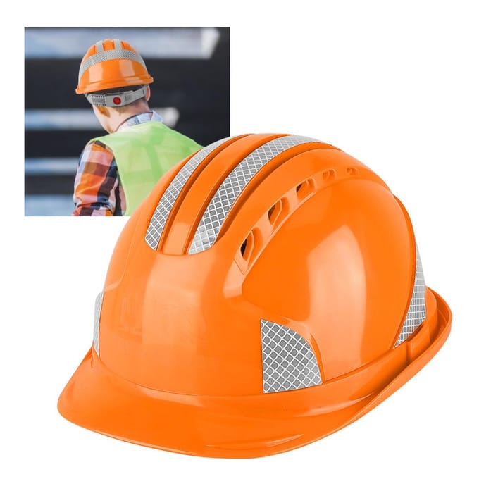 Bouwplaats Beschermende Kap Ventilerend ABS Veiligheidshelm Reflecterende Strip(Oranje) oranje