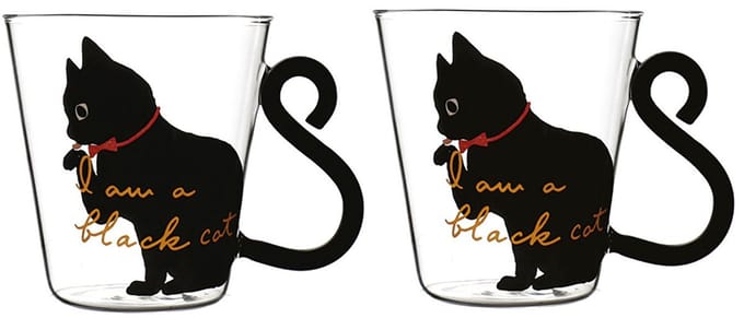 Kattenmok Glas – Set van 2 – Zwarte Kat