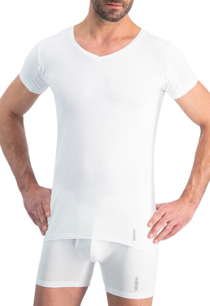 Noshirt Dry Shirt - Heren Anti-Zweet Ondershirt - Regular V - Wit - Maat S