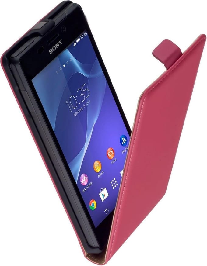 Premium Roze Sony Xperia M2 Aqua Lederen Flip Case Flip Cover