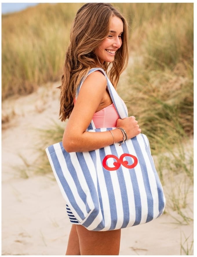 Woody strandtas blauw witte streep