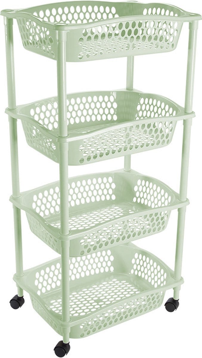 Hega Hogar Keuken opberg trolley - 4 manden - mintgroen - 86 x 41 cm - roltafel