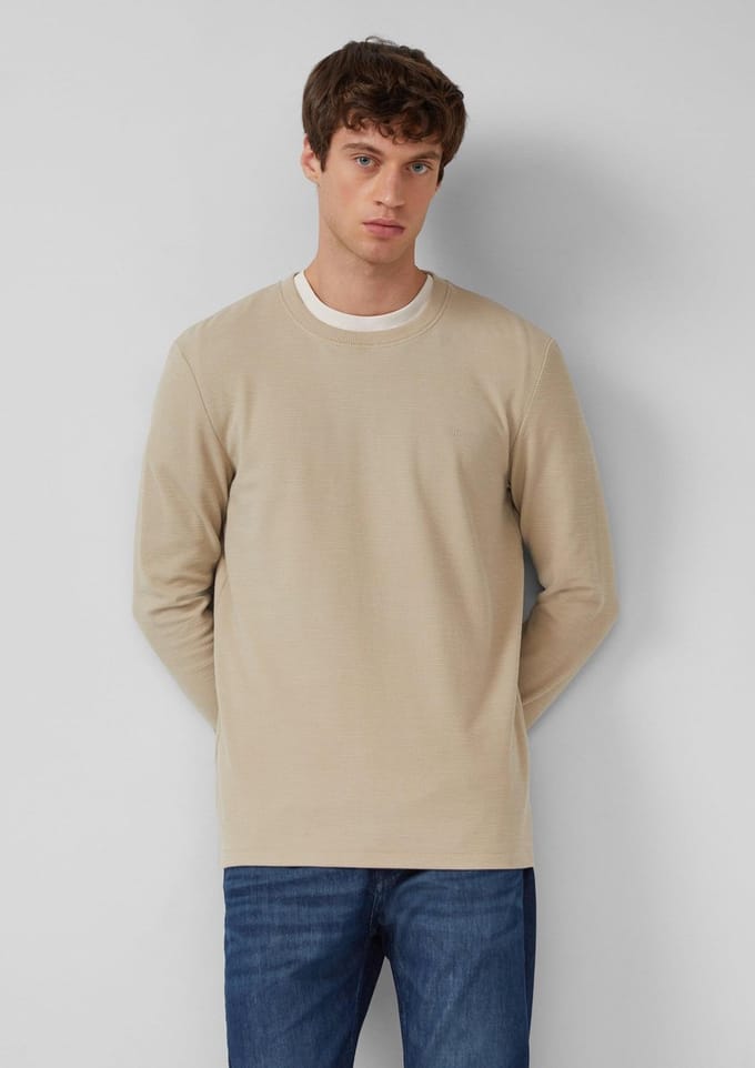 s.Oliver - male - T-shirt met logodetails en gestructureerde stof