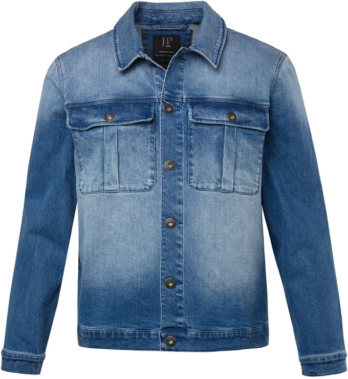 JP 1880 - Heren - Denim jack FLEXNAMIC® 2 borstzakken - Blauw denim - Maat L