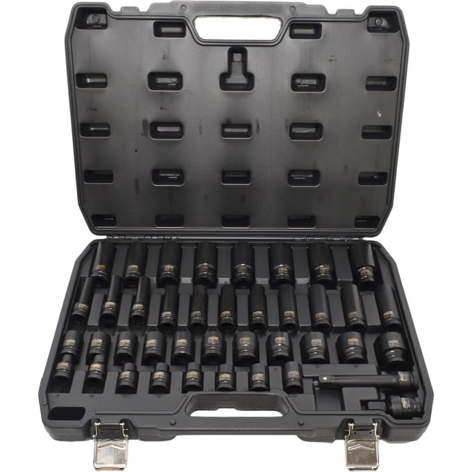 AWTOOLS Black Line - Slagdopset - 1/2" - Kort en Lang - 40 Stuks