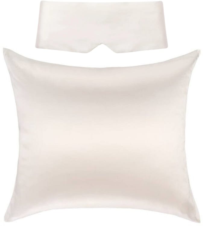Perfect Sleep Set Soft Ivory - Kussensloop & Slaapmasker - Silk Heaven - 60x70cm