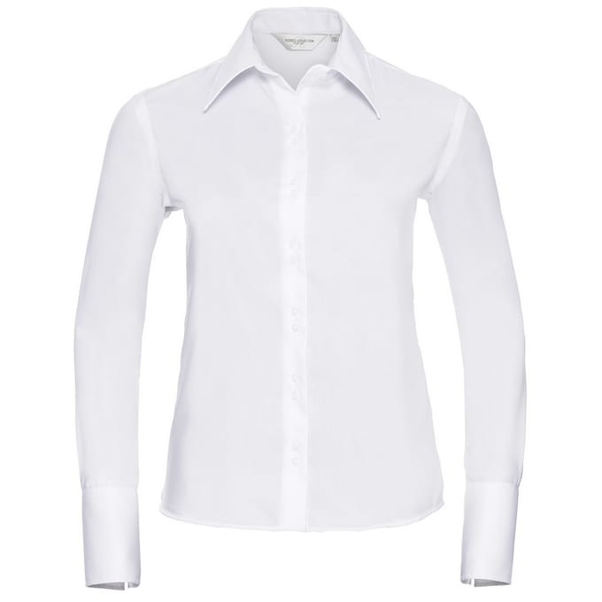 Russell Collection Dames/Dames Ultimate Non-Iron Shirt met Lange Mouwen (Wit)