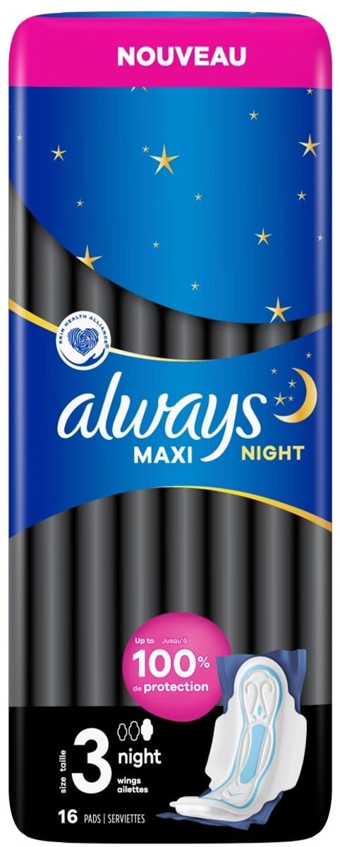 Always maxi night, size 3 met vleugels, 16 pads