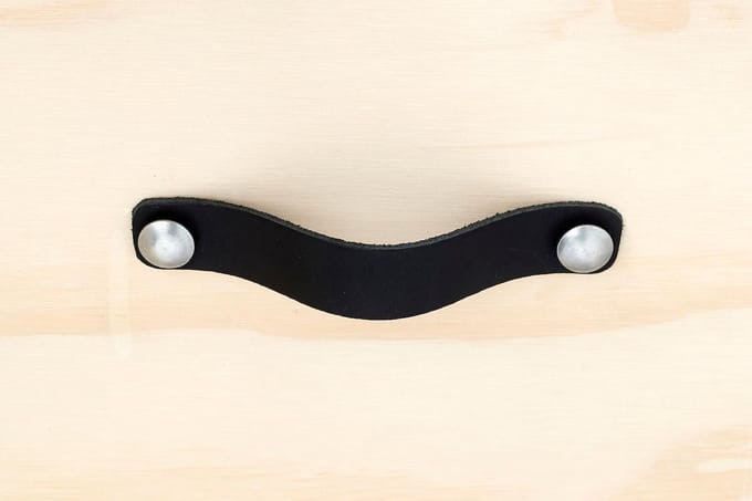 Leren handgreep Zwart S 15x2 cm