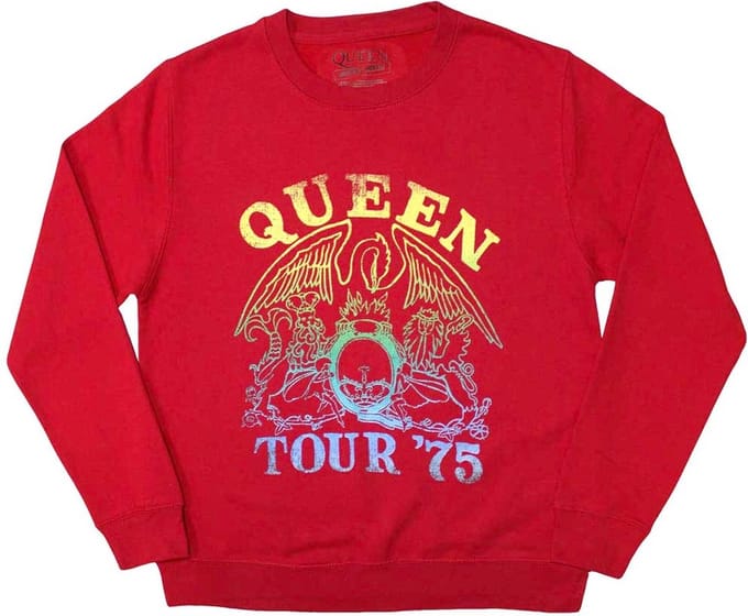 Queen - Tour '75 Crest Sweater/trui - M - Rood