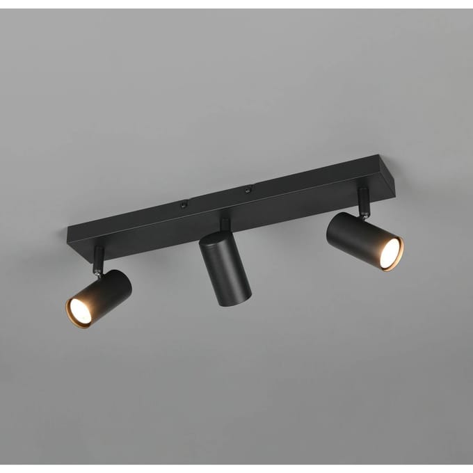 Reality Leuchten Spot Taryn, matzwart, lengte 45 cm, 3-lamps, mini-GU10