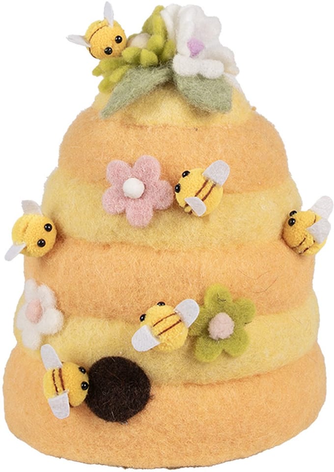 Clayre & Eef Decoratie Beeld Ø 16x21 cm Geel Textiel Bijen
