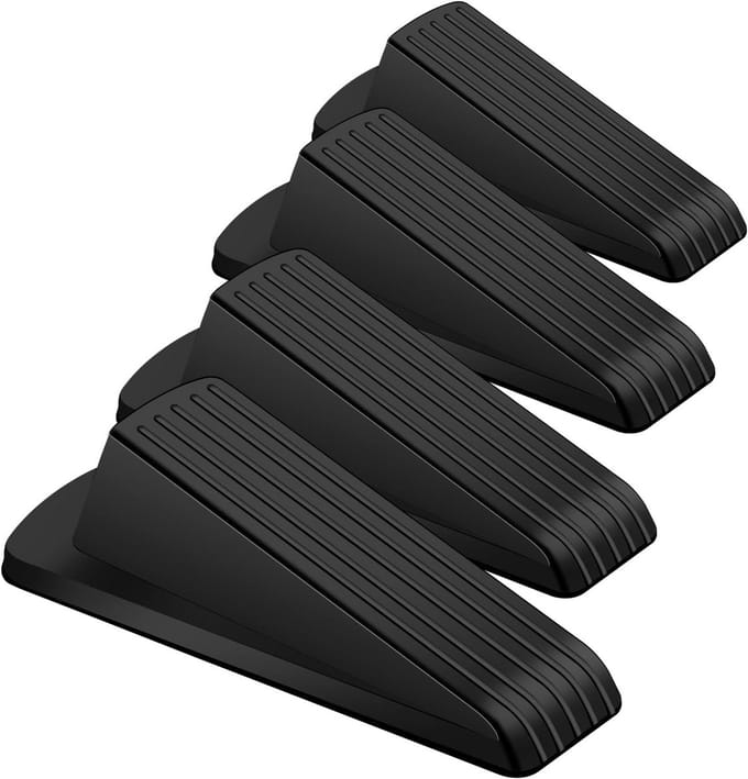 Set van 4 Zware Rubberen Deurstoppers - Antislip Deurwiggen voor Vloerbescherming