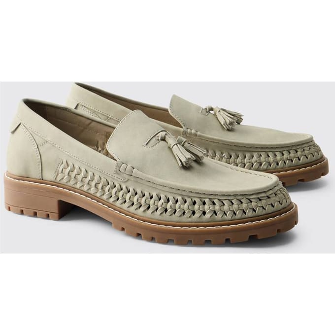 Loafer Met Imitatiesuède Weefsel En Track-zool | Stone | Size 43