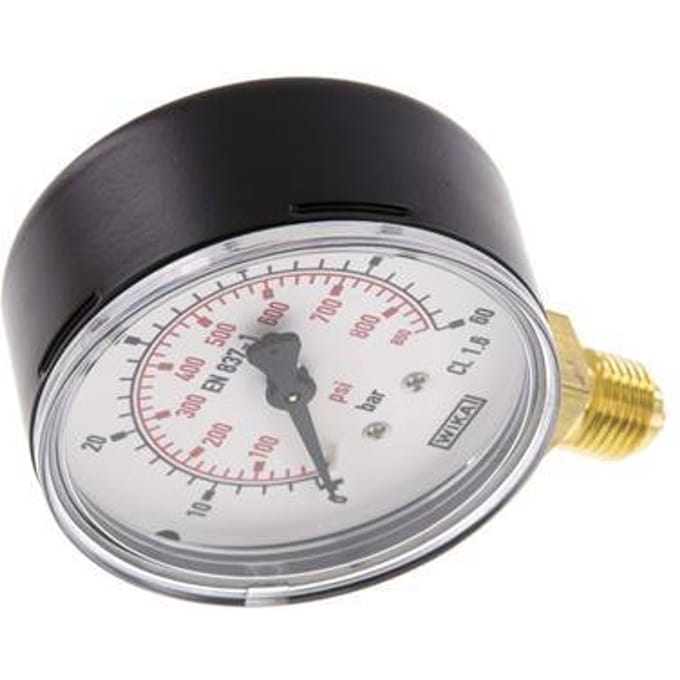 0..60 Bar Manometer Onderaansluiting Staal/Messing 63 mm Klasse 1.6 - MW06063SV