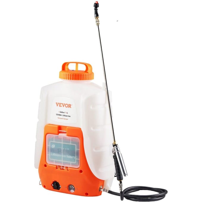 Pulvérisateur à dos sur batterie Réservoir de 4 gallons Pression réglable 0-90 PSI