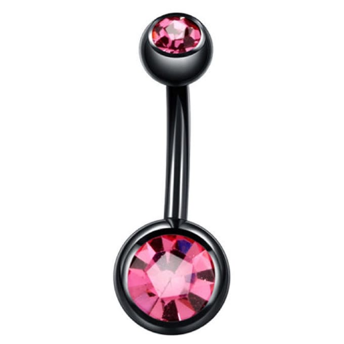 Navel Piercing - Zwart Met Steentjes