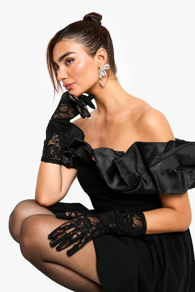 boohoo Dames Extreme Taffeta Ruffle Bardot Gestructureerde Skaterjurk | Black | Maat: 8