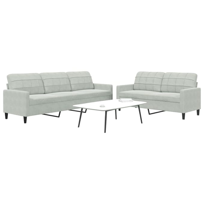 vidaXL - 2-delige - Loungeset - met - kussens - fluweel - lichtgrijs