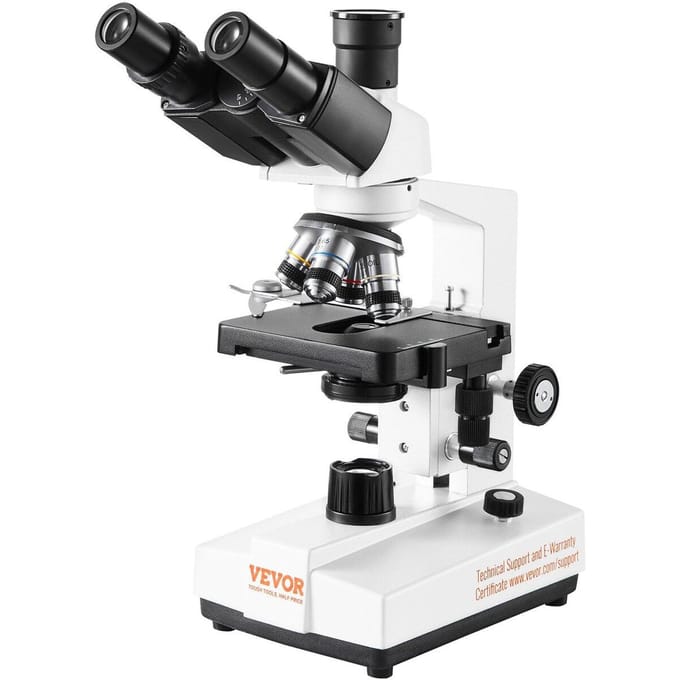 Microscope Trinoculaire Composé 40X-5000X Platine Mécanique à Deux Couches