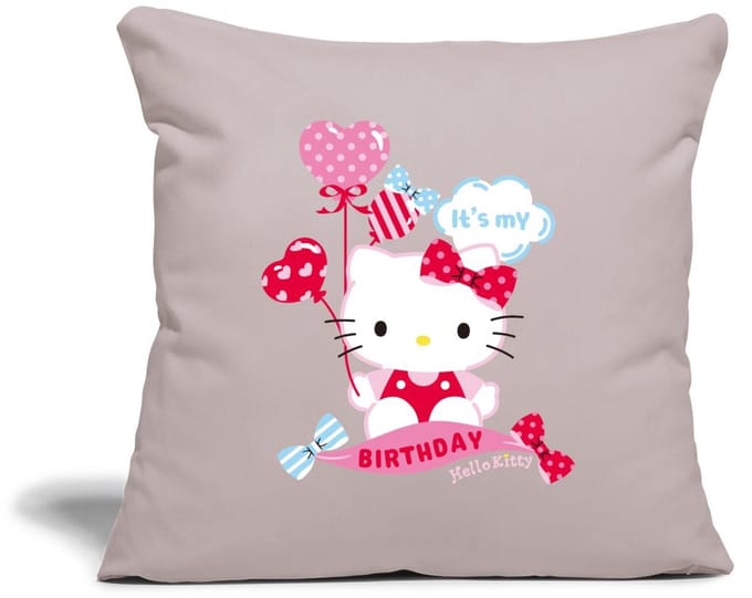 Hello Kitty Met Ballonnen Jarig Ontwerp Sierkussenhoes, 45 x 45 cm