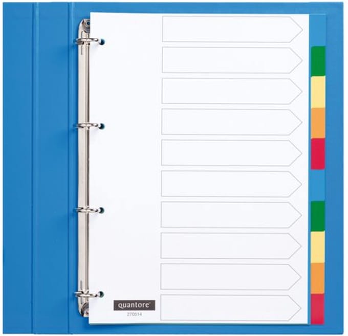 10 X Tabbladen Quantore 4-gaats 10-delig assorti tabs PP